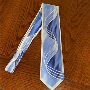 Antonia Collection 100% Silk Blue and Silver Swirl Men's Tie
